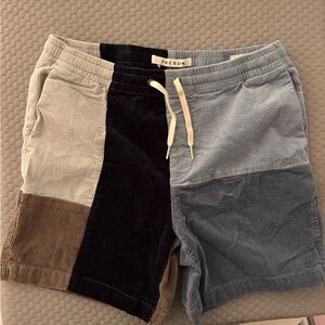 PacSun Men's Patchwork Corduroy Shorts - Blue, Black, Tan